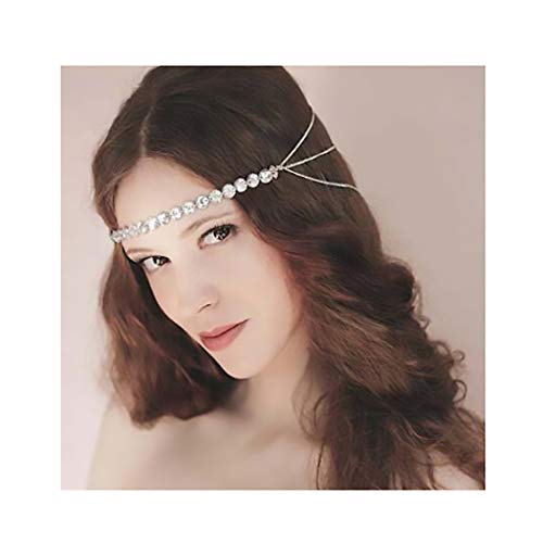 Campsis Festival Layered Head Chain Crystals Headpiece Gyspy Fashion Indian Chains Hair Jewelry for Women and Girls