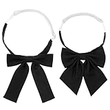 Quilax 2 Stück Vorgebundenen Fliege Frauen Mädchen,Schwarze Fliege für Frauen Mädchen,für Damen Einheitliche,Kostümuniform,Cosplay Shirt,Abschlussfeier,Festliche Veranstaltunge