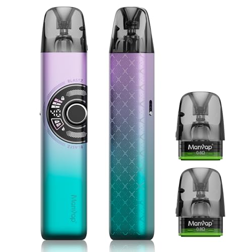 Manvap Kit de Cigarrillo Electrónico 40W - Vaper Recargable 1300mAh, Atomizador 0.6Ohm y 0.8Ohm No se permiten líquidos electrónicos ni recargas.Sin nicotina.