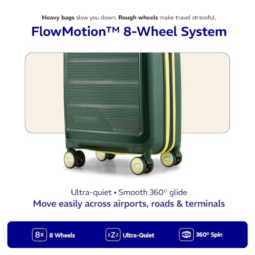 Image of Provogue Spectrum Hard-Sided PP 75 Cm Trolley Bag Large Size | Expandable Space with 8 Wheels Trolley Bags for Travel | Combination Lock | 5 Year Warranty (Midnight Fern Green)