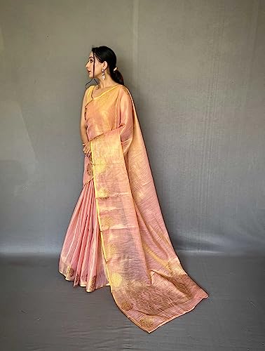 Image of Panzora Women's Tissue Silk Jacquard Weaving Saree With Unstitched Blouse Piece