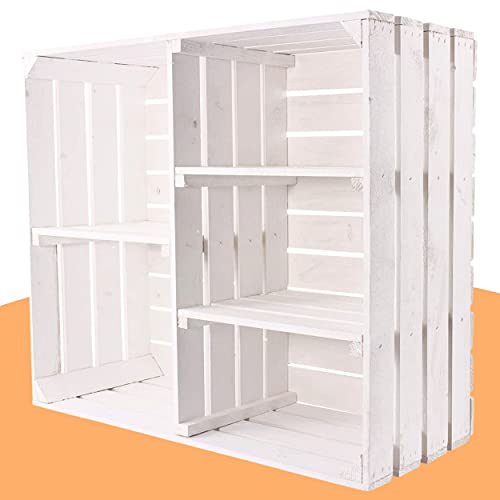 Großes Vintage Holzregal mit fünf Fächern, Holzkiste neu, 68x35x77cm (Weiß)