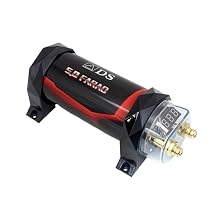 5.0 Farad Capacitor with LED Voltage Display, Suitable for high-Power Audio Systems, Features Automatic Shutdown Protection, 10-16V DC Power Input, and Hardwired Power Connection.1PC DS-5.0F