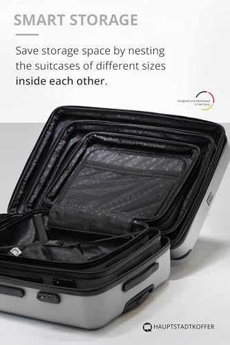 Image of HAUPTSTADTKOFFER - Spree - Hand Luggage On-Board Set of 3 Hard-Side Luggages Trolley Hardside Suitcase, TSA, (S, M & L), Silver, 65 cm, Suitcases