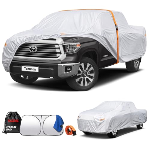 Tozaroa Car Cover Waterproof All-Weather Heavy-Duty Outdoor Full Exterior Automobiles Truck(Length 211-228 inch) with Windshield Sun Shade Universal Fit Tacoma Tundra Titan F-150 RAM 1500 etc