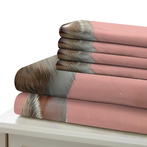 Parure de lit 260x220cm fermeture éclair motif chien et fleurs romantiques - 7