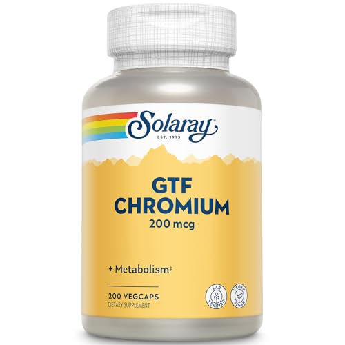 Solaray GTF Chromium 200mcg Supports Metabolic Function 200 Capsules