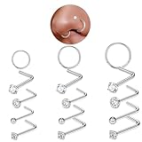 JYNXOR 15 Piezas Piercing Nariz Plata Piercing Nariz Acero Quirurgico anillo de nariz Aro Piercing Septum Nostril Pendientes Nariz, L Forma Espiral anillo de nariz, para Mujer Hombre Piercing Nostril