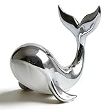 Silver Ceramic Whale Figurine – Decorative Sculpture, Symbol of Elegance and Good Fortune, Ideal Gift for Weddings, Anniversaries, Housewarmings, Luxury Home Décor for Modern and Glamorous Spaces
