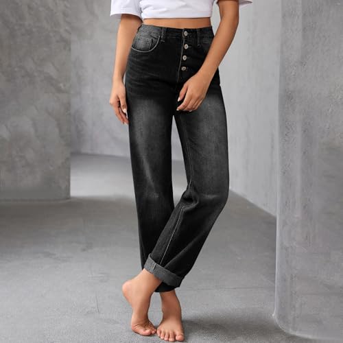 Baggy Wide Leg Jeans for Women Straight Leg Loose Stretchy High Waisted Denim Pants Casual Y2K Trousers with Pockets2
