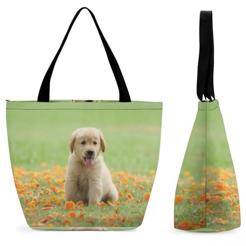 Sac shopping chiot golden retriever cadeau idéal femme grand format