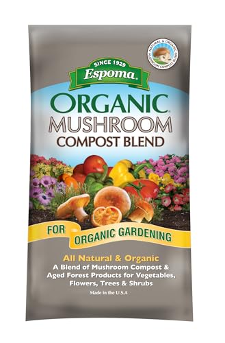 Espoma Organic Mushroom Compost Blend. Combines Rich Mushroom Compost with Aged Forest Products to Make The Perfect Soil Conditioner. 0.75 Cubic Foot Bag - Pack of One
