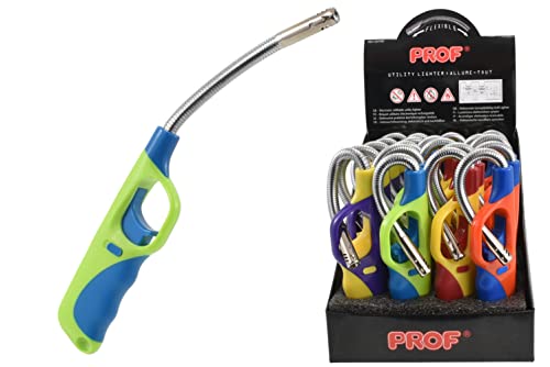 PROF Flexible Neck Refillable Safety Gas Clicker Lighter 3 Pack | Candle, Cooker, BBQ, Camping Lighter