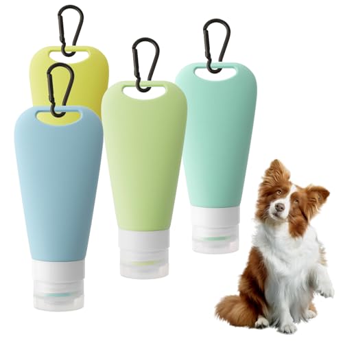 4 Stück Multifunktionale Silikon-Futterrohre für Hunde – Leicht, Tragbar, BPA-frei, 90 ml Kapazität pro Tube, Ideal für Snacks und Flüssigkeiten, 4 Farben (Hellblau, Himmelblau, Grasgrün, Ingwer-Gelb)