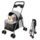 SÉCURITÉ OPTIMALE POUR PROMENADES SANS STRESS: Cette poussette chien chat est conçue pour sécuriser chaque sortie grâce au frein double arrière et aux boucles anti-ouverture. Idéale comme chariot transport animal ou poussette animaux pliable, elle limite les risques de chute et assure une promenade stable en ville ou au parc