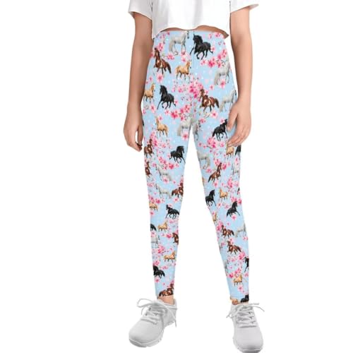 SCRAWLGOD Girls Leggings Horse High Waisted Yoga Pants