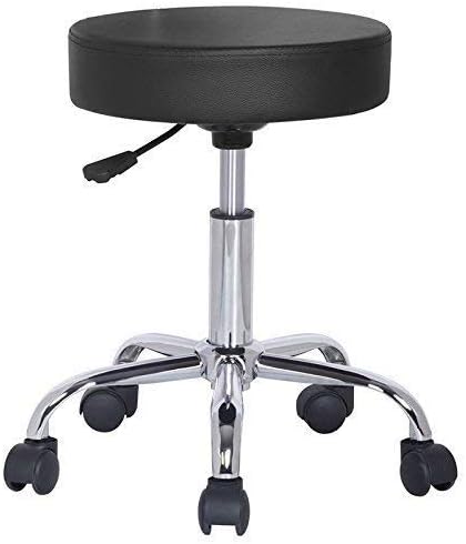 SmileSellers Height-Adjustable revolving Stool | Great for use in Salons, Bar, Schools, Hospital, Offices, Warehouses, Home or Garage | Black Coloured | Height extendable from 16 inch to 22inch