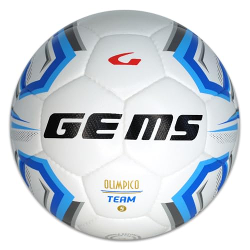 Ballon de football GEMS UN06-0302 blanc et bleu taille 5 pour club et entraînement