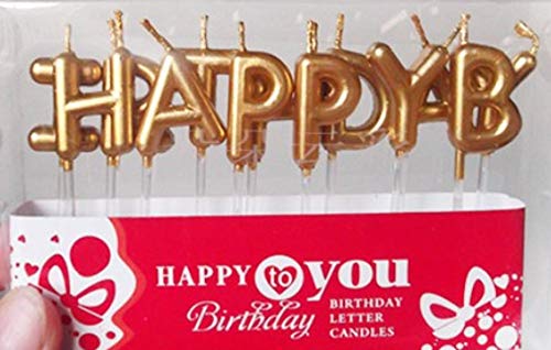 Image of HK balloons Happy Birthday Glitter Candle / 1st Birthday Candle /Happy Birthday Candle for Birthday Theme /Happy Birthday Candles for Cak (Gold)