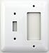 Mulberry Princess Style White Two Gang Combination Switch Plate - One Toggle Light Switch Opening One GFI/Rocker Opening