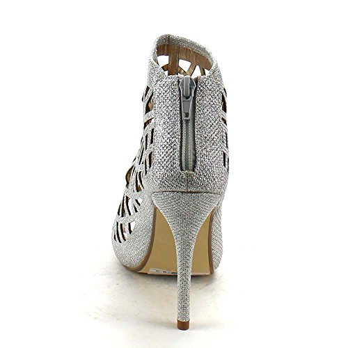 BESTON Bonnibel Cleo-3 Women's Back Zipper Stiletto Heel Cut Out Caged Sandals,Silver,7.5 by Beston - Used condition - Image 5