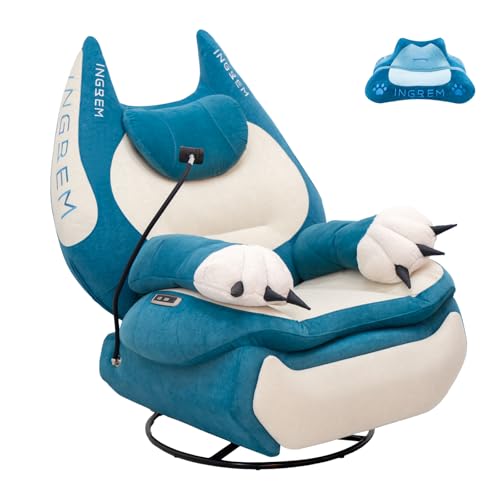 Image of INGREM Smart Recliner with Adjustable Settings, Voice-Activated Home Theater Gaming Seat Rocker, Electric Lounge Chair Featuring USB Port ,Phone Holder and Cat Claw Armrest