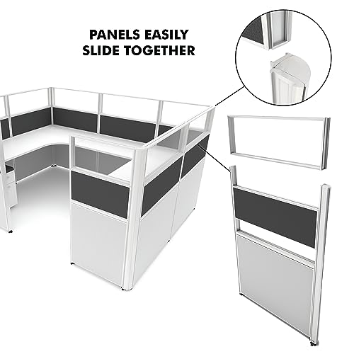 SUNLINE Supply - DIY Cube Kit - Complete Office Workstation With 7 Versatile Layouts For Cubicles - Easy To Build Office Furniture - Includes Wall Partitions, Work Surface Panels, and Mobile Box Files