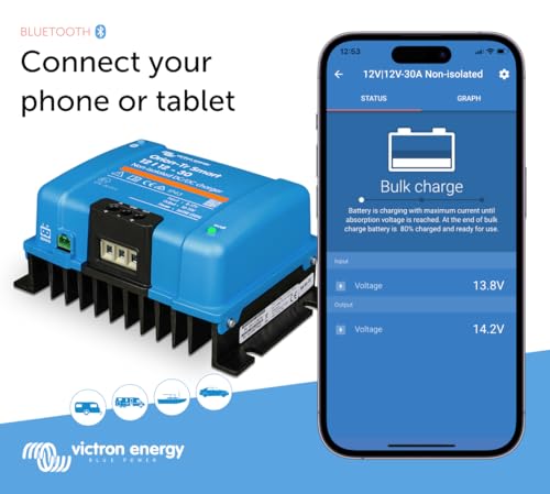 Victron Energy Orion-Tr Smart DC to DC Charger (Bluetooth) - 12/12-Volt 30 amp 360-Watt - Battery Charger for Dual Battery Systems - Non-Isolated