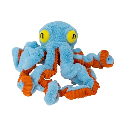 Quietschspielzeug für Hunde, Oktopus Quietschendes Kauspielzeug, Plüsch- Welpenkauspielzeug, interaktives Haustierzubehör für kleine, mittelgroße und große Rassen, Zahnen und Kauspaß-7