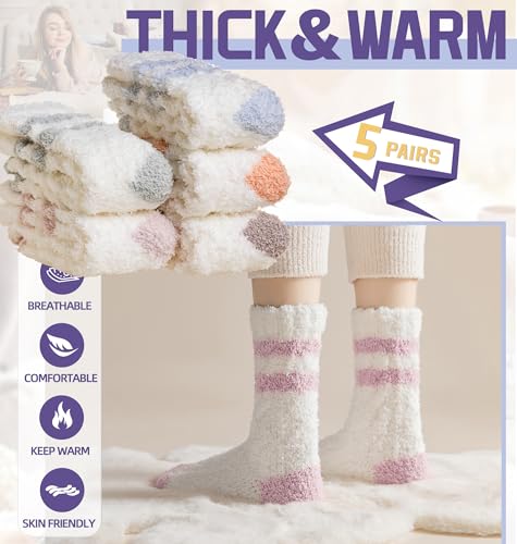 Image of DoSmart Fuzzy Socks For Women Slipper Warm Fluffy Soft Winter Cozy Plush Cabin Sleep Christmas Home Socks