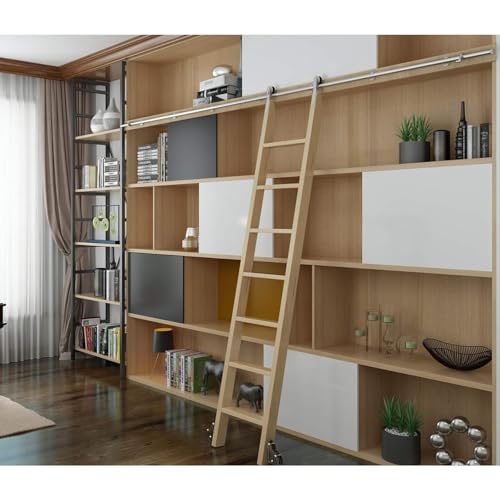 Kit de quincaillerie coulissante pour bibliothèque en acier inoxydable, rail rond de 340 cm