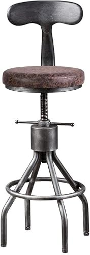 Bokkolik Set Of 2 Bar Stools Industrial Style Kitchen Counter Island Stool Dining Chiar With Backrest Rustic Guest Chair Swivel Pu Seat 23-33Inch Height Adjustable #TOP5