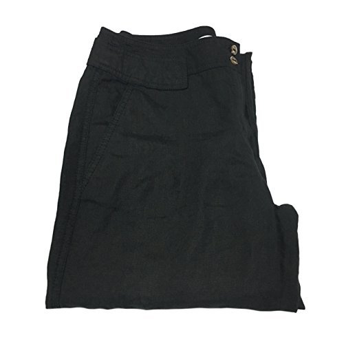 MARELLA Pantalone Donna Nero con possibilità di portarlo al Ginocchio 100% Lino Made in Italy (IT40 - UK8 - FR36 - DE34)