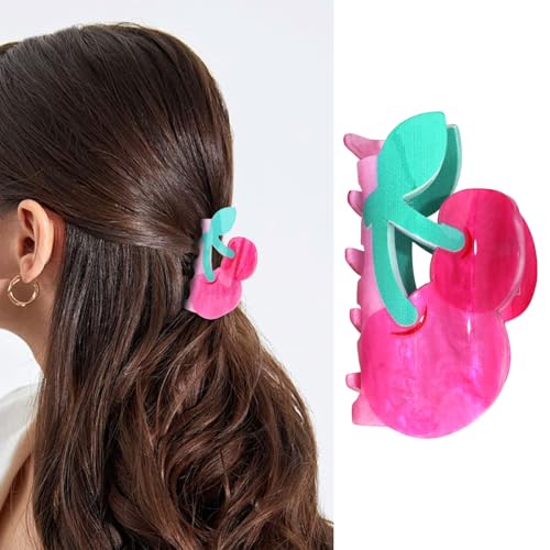 Clips de cabello ANBALA con diseño de cereza, pinzas acrílicas para cabello, seguras y duraderas para mujeres y niñas