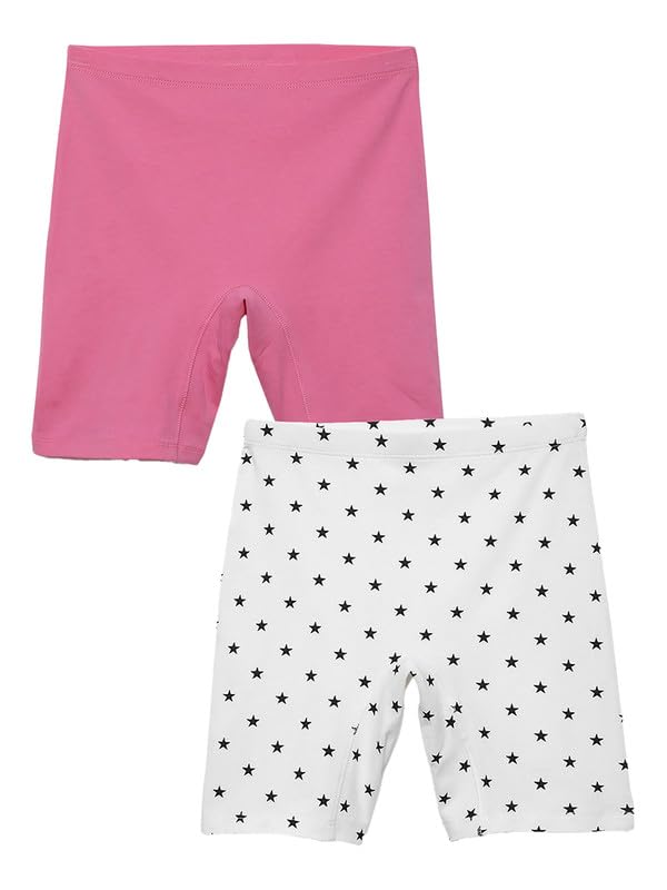 Image of mackly Girls Inner Shorts (Pack of 2) | 2-in-1 Seamless Panty Shorts with Gusset | Soft Breathable Base Layer for Dresses, Skirts