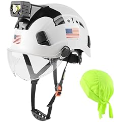 White With Clear Visor and Headlamp