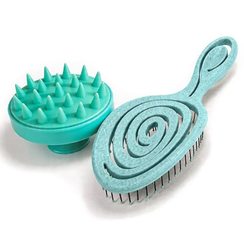 Scalp Massager Shampoo Brush for Hair Growth & Detangling Hairbrushs to Reduce Hair Loss Silicone Head Massager Scalp Exfoliator and Bristle Brushes for Shower for Wet/Dry Hair Women Men