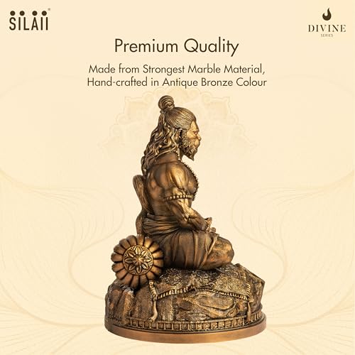 Image of SILAII Lord Hanuman Meditation - Bajrang Bali Hanuman Murti Idol for Home Temple, Office Desk & Gifting | 12 Inch Length