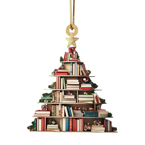 2d Acrilico Piatto Stampa Libri Pendente Albero Finestra Appeso Decorazione Regalo T8k5 Orn Per Gli Amanti Del Libro Albero Libro Di Natale