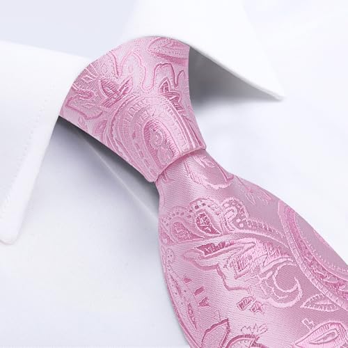 Image of DiBanGu Mens Paisley Tie Set Silk Woven Jacquard Necktie and Pocket Square Cufflinks Gift Set for Wedding Bussiness