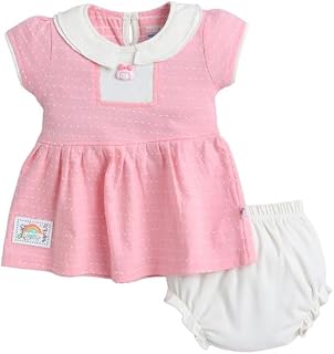 BUMZEE Baby Girls Cotton Cap Sleeves Solid Frock With Panty (Peb11146) Price In India
