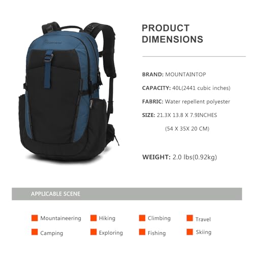 Image of MOUNTAINTOP 30L Hiking Backpack,Men Women Camping Backpack,Lightweight Trekking Travel Backpacks for Climbing Skiing Cycling