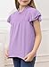 DOKOTOO KIDS Girls Dressy Tops Teen Short Sleeve Shirts Tween Ruffle Polka Swiss Dot Fashion Tee Summer Blouse Casual Trendy Crew Neck Loose Fancy Tee Outfit Purple Size 14 15 16 Years