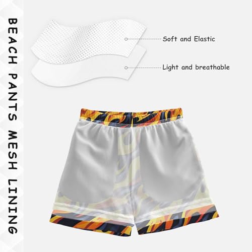 Pigsaly Boys Swim Trunks Flaming Tiger Fire Boys Board Shorts Swimsuit Swimwear Summer Bathing Suit 2T Multicolor4