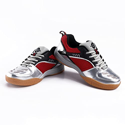 Image of Nivia Appeal Badminton Shoes for Mens|Non-Marking Round Sole with Breathable mesh with PU Coated Synthetic Upper for Sports, Badminton, Volleyball, Squash, Table Tennis (Maroon /SIL), 10