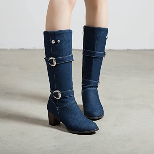 HKEEK Stivali di jeans da donna Piattaforma