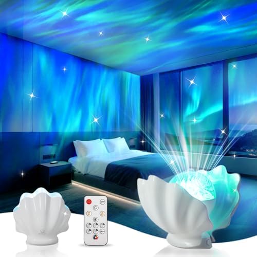 GLACIER GIFT Northern Lights Projector, Shell Night Light Built