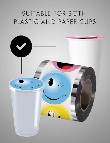 Image of WantJoin Cup Sealing Film Milk Tea Cup Sealer Film Boba Cup 90-105 mm 3000 Cups for PP Plastic and Paper Cups, Pink
