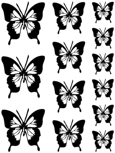 Samunshi® Schmetterling Aufkleber Set No.8 6x3,5cm4x5cmund3x7cm schwarz
