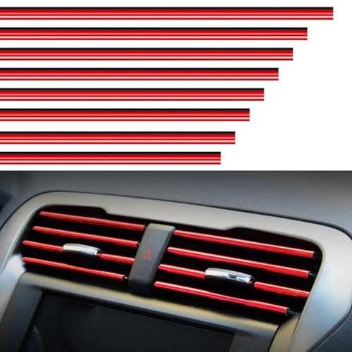 XKSOCT 20 Piezas 20cm Tira Decorativa Salida Aire Coche, PVC Salida De Aire Acondicionado Tira Decorativa, DecoracióN De Salida De Aire De Coche Universales Accesorios Para El Interior Del Coche(rojo)